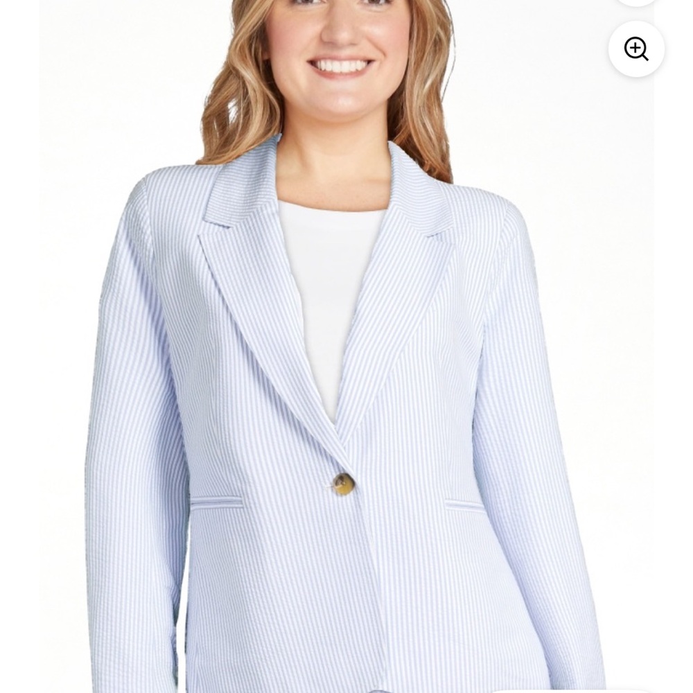 Striped Blue Blazer for Women - Picture 4 of 5